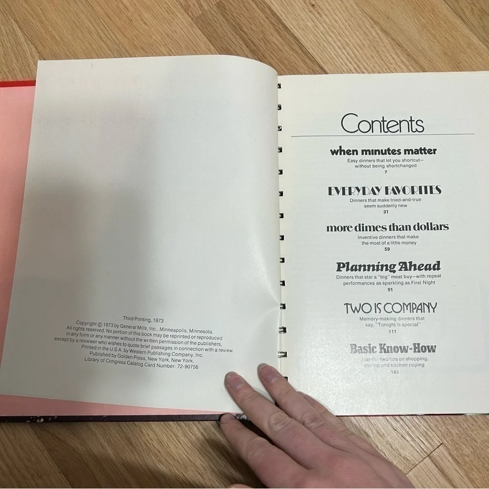 Vintage Betty Crocker’s Dinner for Two Cookbook Spiral Red